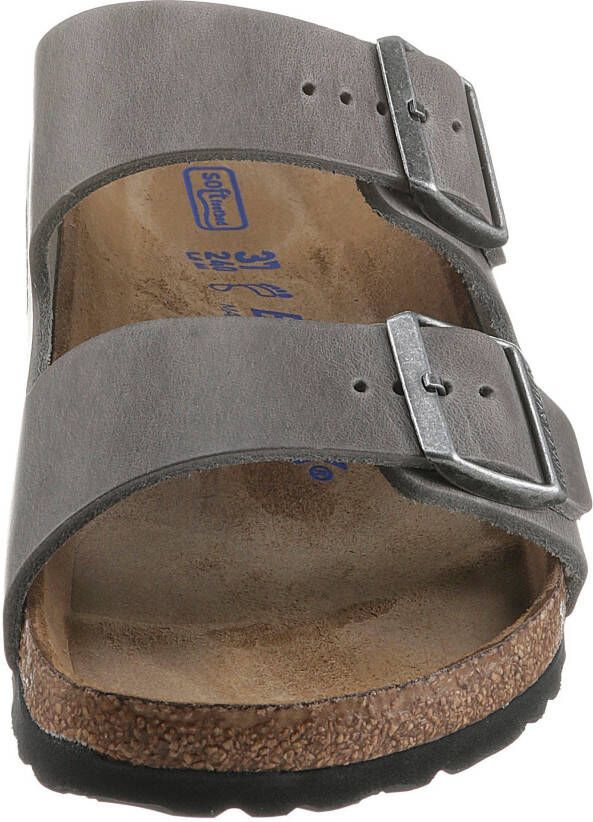 Birkenstock Slippers Arizona oiled SFB Leer met twee gespen