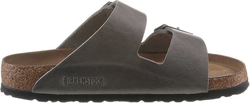 Birkenstock Slippers Arizona oiled SFB Leer met twee gespen