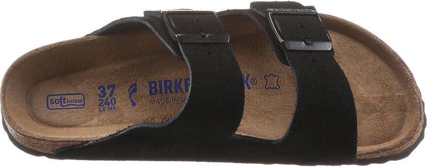 Birkenstock Slippers Arizona Suede SFB van leer smalle schoenwijdte