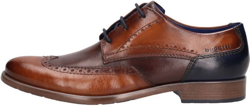 Bugatti Schoenen met perforatie businessmode lage schoen veterschoen in contrastlook