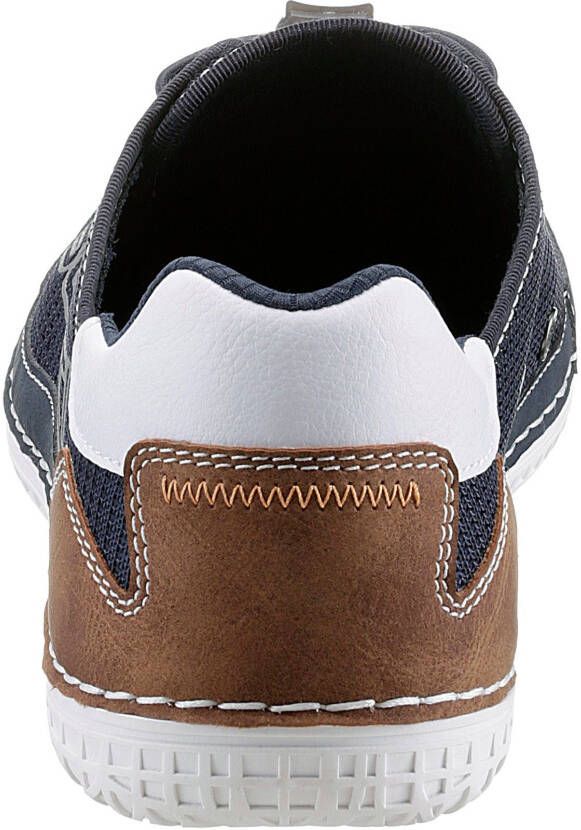 Bugatti Slip-on sneakers vrijetijdsschoen lage schoen instapper met contraststiksels en afwerkingen