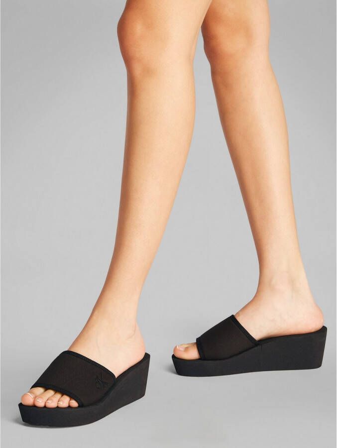 Calvin Klein Badslippers BEACH WEDGE SLIDE CANVAS