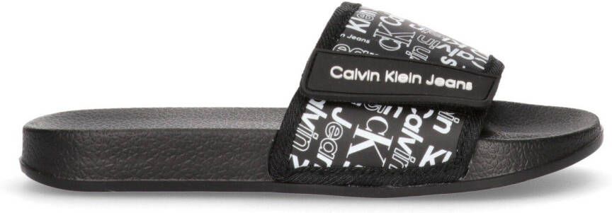 Calvin Klein Badslippers AOP POOL SLIDE zomerschoen slippers badschoen poolslides met logo-schriften