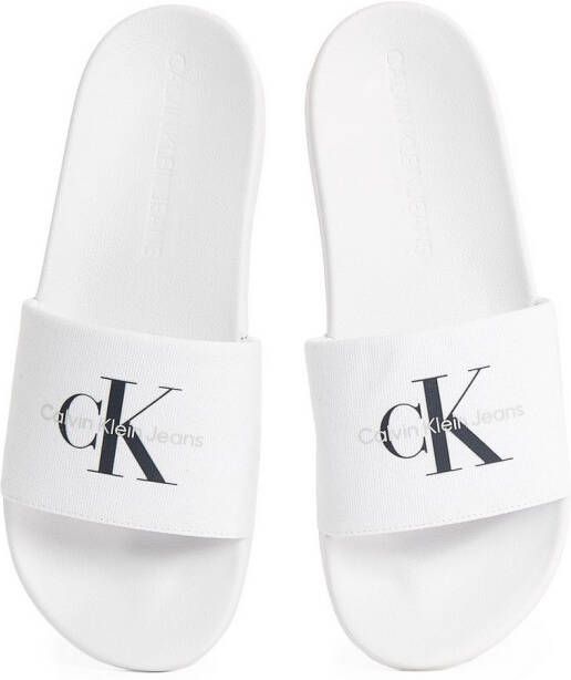 Calvin Klein Badslippers SLIDE MONOGRAM zomerschoen slippers badschoens strandschoen met logo-opschrift