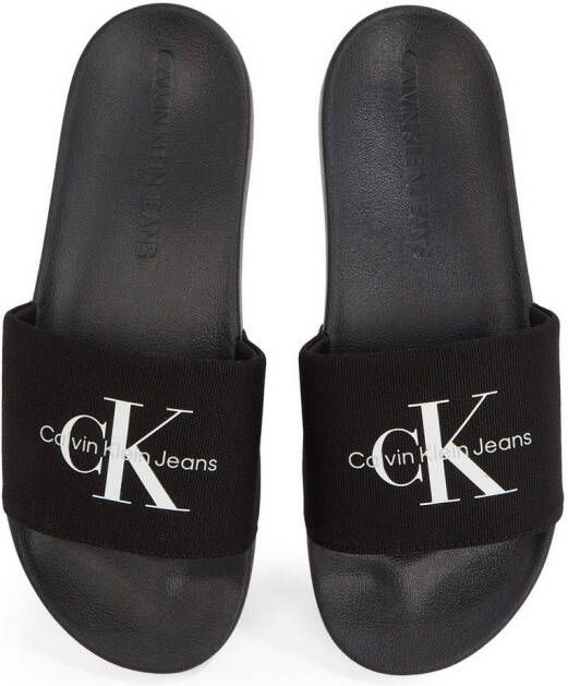Calvin Klein Badslippers SLIDE MONOGRAM zomerschoen slippers badschoens strandschoen met logo-opschrift