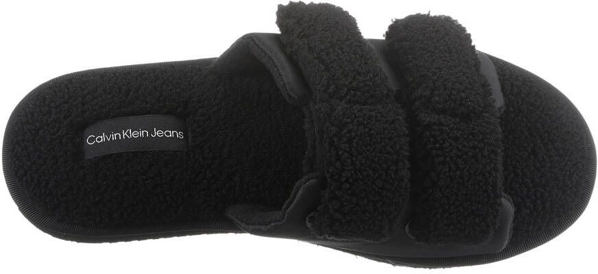 Calvin Klein Pantoffels HOME SLIDE VELCRO SHEARLING in behaaglijk zachte look