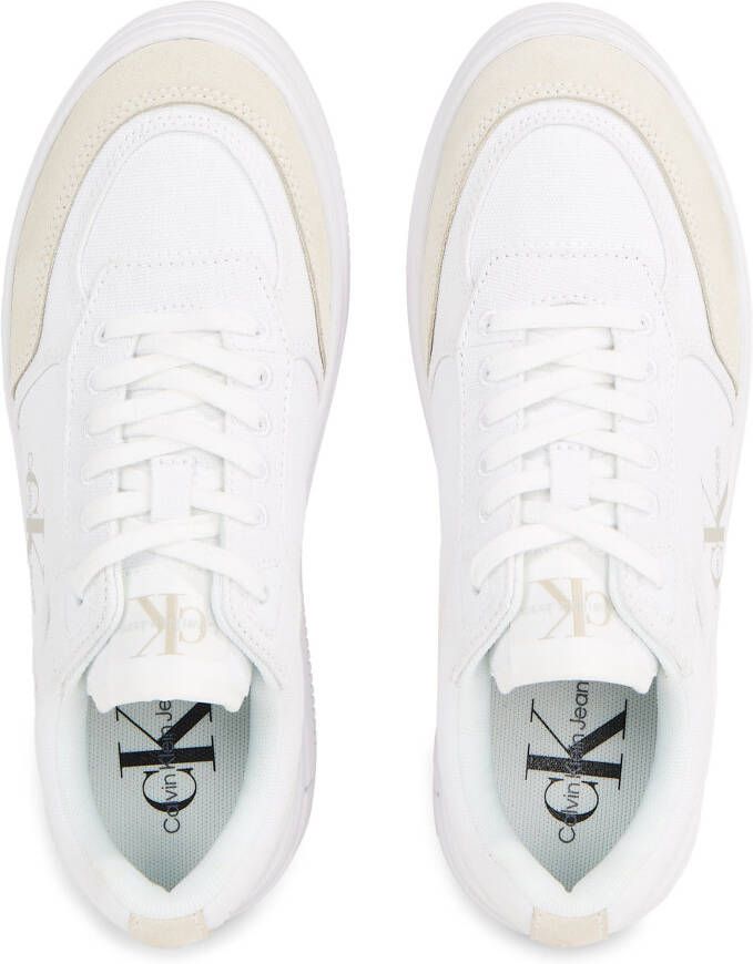 Calvin Klein Plateausneakers BOLD PLATF LOW LACE MIX ML BTW met logo-opdruk aan de zijkant vrijetijdsschoen halfhoge schoen veterschoen