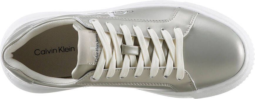 Calvin Klein Plateausneakers CHUNKY CUPSOLE LACEUP LTH ML MTL vrijetijdsschoen lage schoen veterschoen in metallic-look