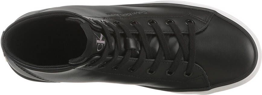 Calvin Klein Plateausneakers BOLD VULC FLATF MID LTH IN high top sneaker veterschoenen met ck-logo op de hak