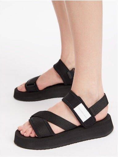 Calvin Klein Sandalen met klittenbandsluiting en elastiek