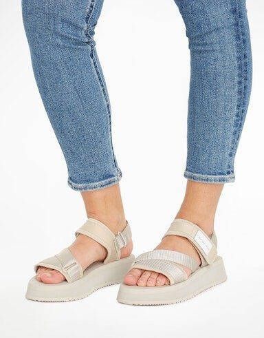 Calvin Klein Sandalen met klittenbandsluiting en elastiek