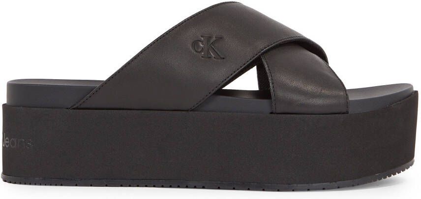 Calvin Klein Slippers FLATFORM CROSS MG UC plateau zomerschoen pantoffels met kruisverband