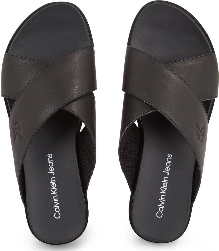 Calvin Klein Slippers FLATFORM CROSS MG UC plateau zomerschoen pantoffels met kruisverband