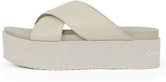 Calvin Klein Slippers FLATFORM CROSS MG UC plateau zomerschoen pantoffels met kruisverband