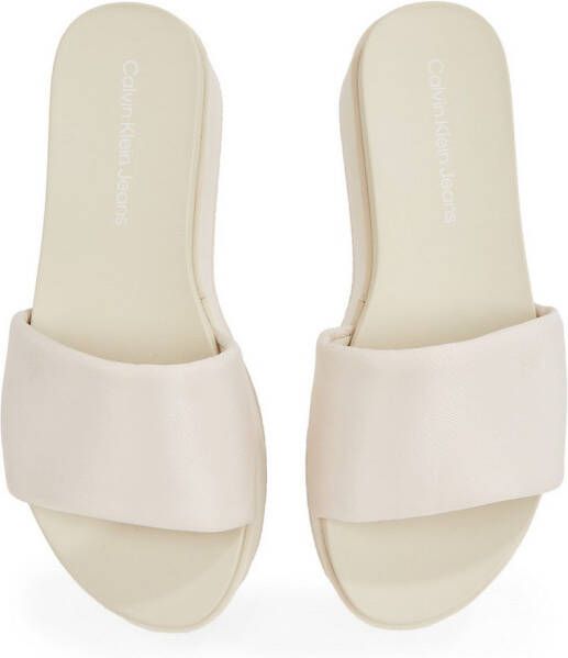 Calvin Klein Slippers FLATFORM SANDAL SLIDE IN NYLON poolslides zomerschoen strand-schoen plateausool om in te stappen