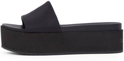 Calvin Klein Slippers FLATFORM SANDAL SLIDE IN NYLON poolslides zomerschoen strand-schoen plateausool om in te stappen