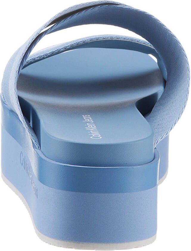 Calvin Klein Slippers FLATFORM SANDAL WEBBING IN MR plateau zomerschoen slippers met logo-opdruk