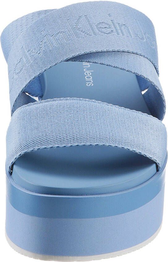 Calvin Klein Slippers FLATFORM SANDAL WEBBING IN MR plateau zomerschoen slippers met logo-opdruk