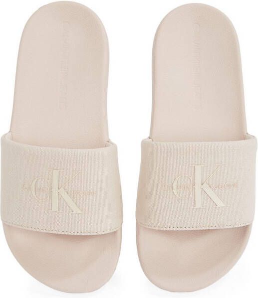 Calvin Klein Slippers SLIDE MONOGRAM WMNS badschoen slippers zomerpantolette strandschoen om in te stappen
