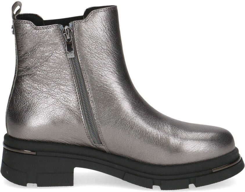 Caprice Chelsea-boots blokhak plateau enkellaarsje in opvallende metallic-uitstraling