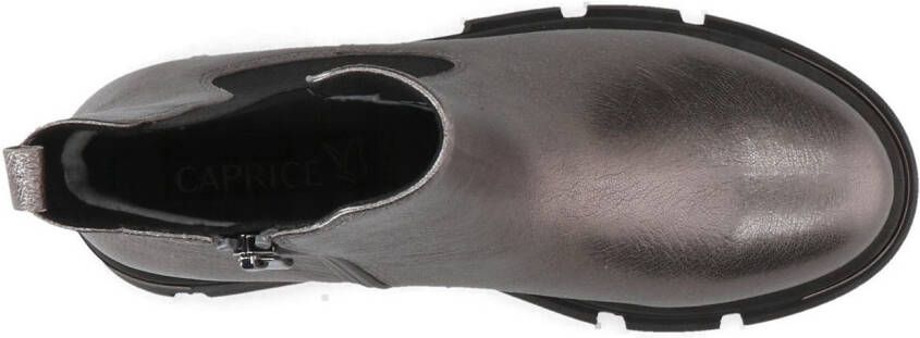 Caprice Chelsea-boots blokhak plateau enkellaarsje in opvallende metallic-uitstraling