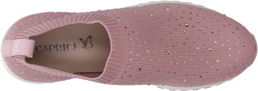Caprice Slip-on sneakers slipper vrijetijdsschoen halfhoge schoen met fonkelende strass-steentjes