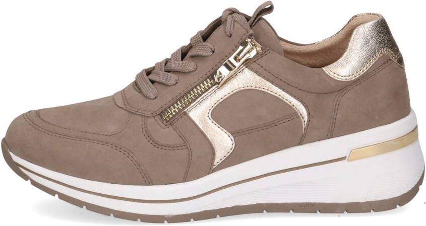 Caprice Sneakers met sleehak vrijetijdsschoen lage schoen veterschoen met contrastafwerking breedte h