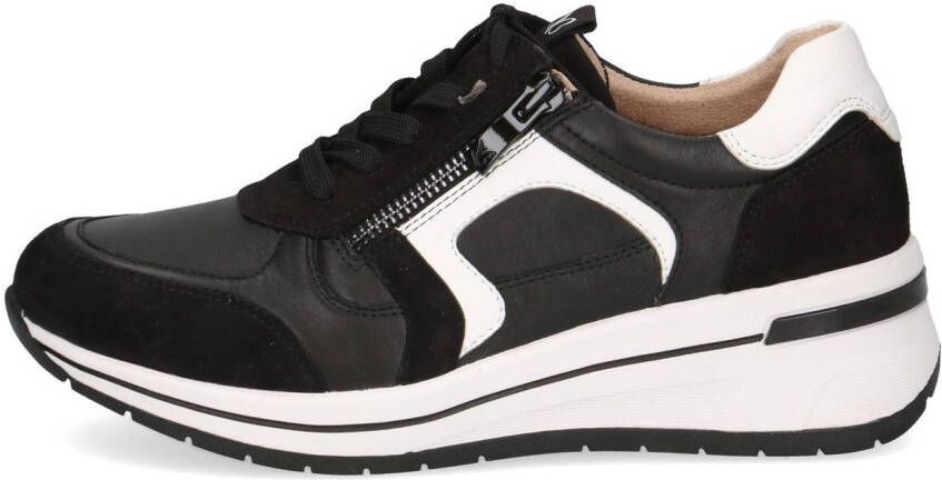 Caprice Sneakers met sleehak vrijetijdsschoen lage schoen veterschoen met contrastafwerking breedte h