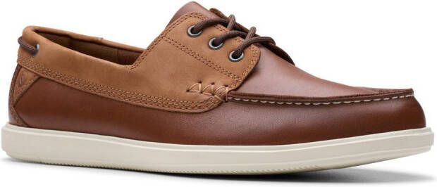 Clarks Veterschoenen Bratton Boat bootsschoen mocassin slip-on sneaker met siernaad