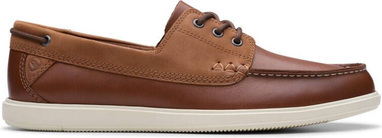 Clarks Veterschoenen Bratton Boat bootsschoen mocassin slip-on sneaker met siernaad