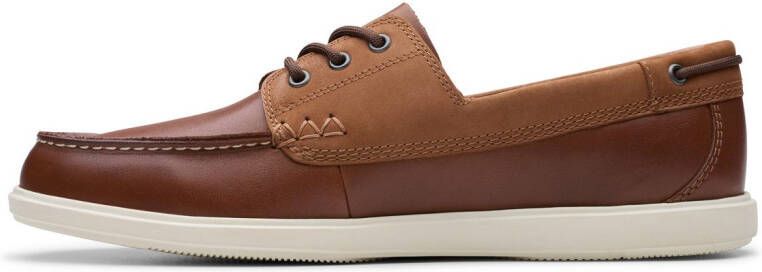 Clarks Veterschoenen Bratton Boat bootsschoen mocassin slip-on sneaker met siernaad