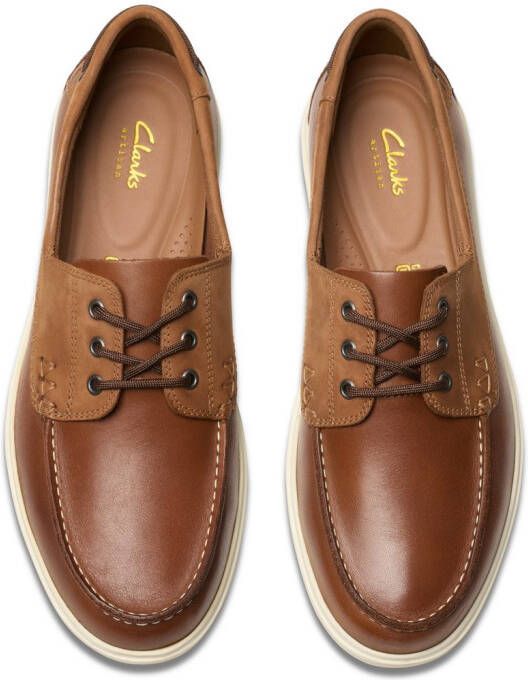 Clarks Veterschoenen Bratton Boat bootsschoen mocassin slip-on sneaker met siernaad