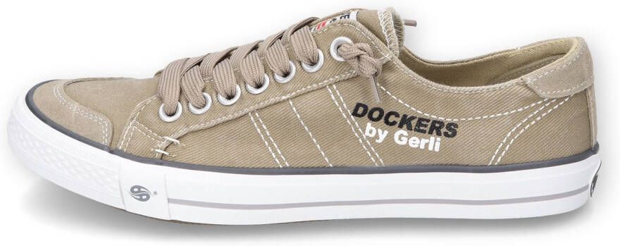 Dockers by Gerli Slip-on sneakers vrijetijdsschoen retro sneaker fake veters in coole jeanslook