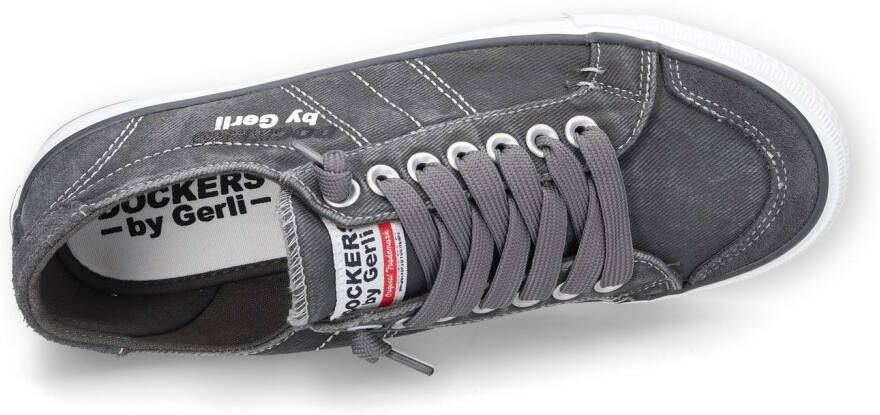 Dockers by Gerli Slip-on sneakers vrijetijdsschoen retro sneaker fake veters in coole jeanslook