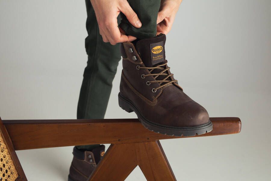 Dockers by Gerli Winterlaarzen Werkschoenen veterschoenen met blokhak
