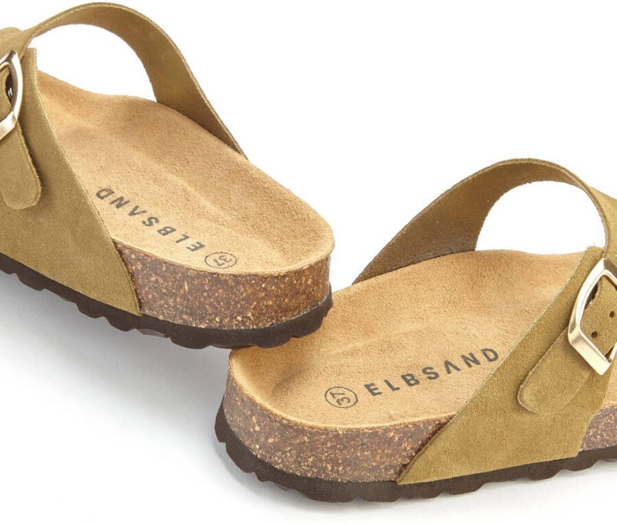 Elbsand Slippers Mule Sandalen open schoen van hoogwaardig leer met comfortabel kurken voetbed unisex