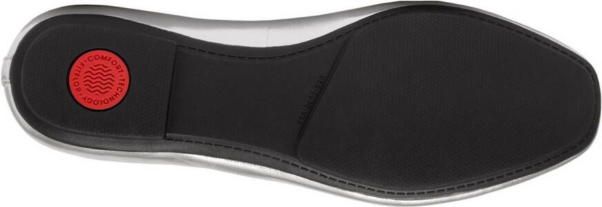 Fitflop Ballerina's Delicato Bow Loafer lage schoen slipper in metallic look smalle vorm
