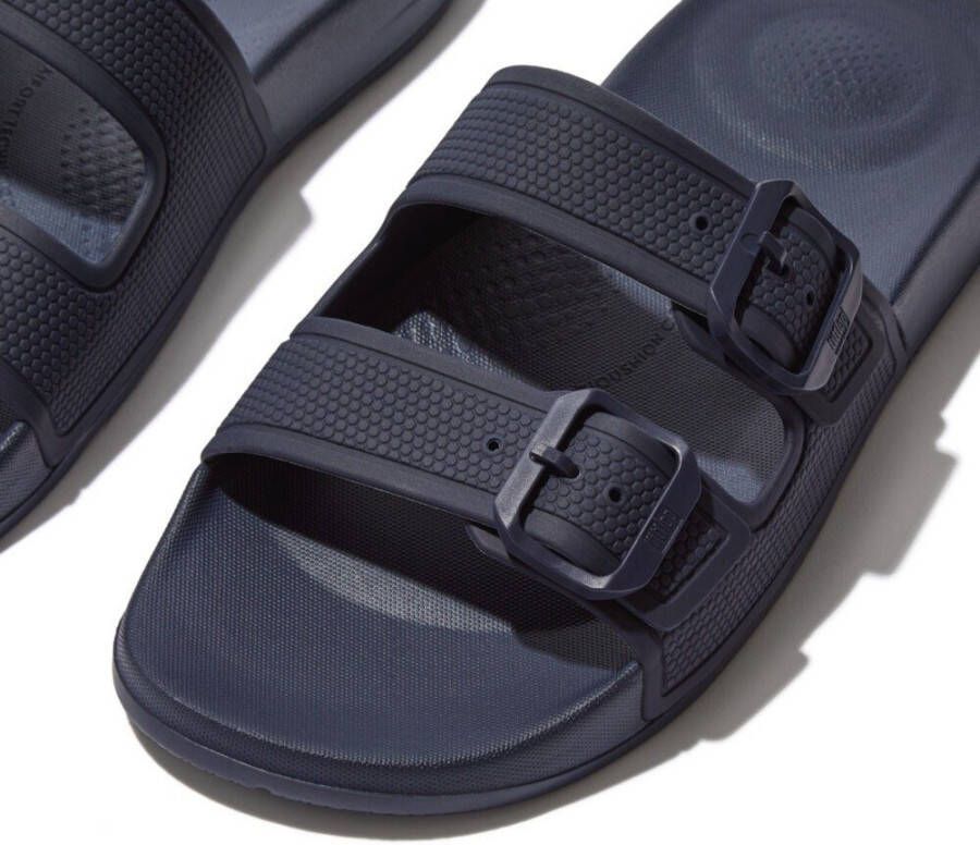Fitflop Slippers IQUSHION TWO-BAR BUCKLE SLIDES zomerschoen slippers badschoen met twee verstelbare gespen