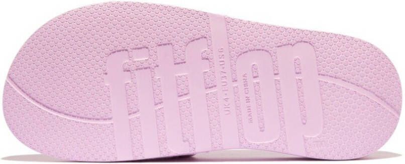 Fitflop Slippers IQUSHION ARROW KNIT SLIDES sleehak zomerschoen slippers met logo op de bandage