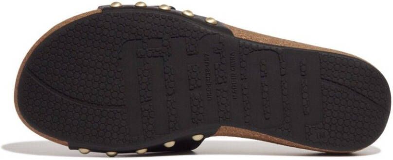 Fitflop Slippers IQUSHION ADJUSTABLE BUCKLE LEATHER SLIDES zomerschoen slippers met verstelbare bandage