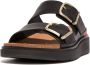 FitFlop Gen-FF Buckle Two-Bar Leather Slides ZWART - Thumbnail 3