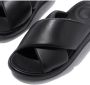 FitFlop Iqushion D-Luxe Padded Leather Cross Slides ZWART - Thumbnail 4
