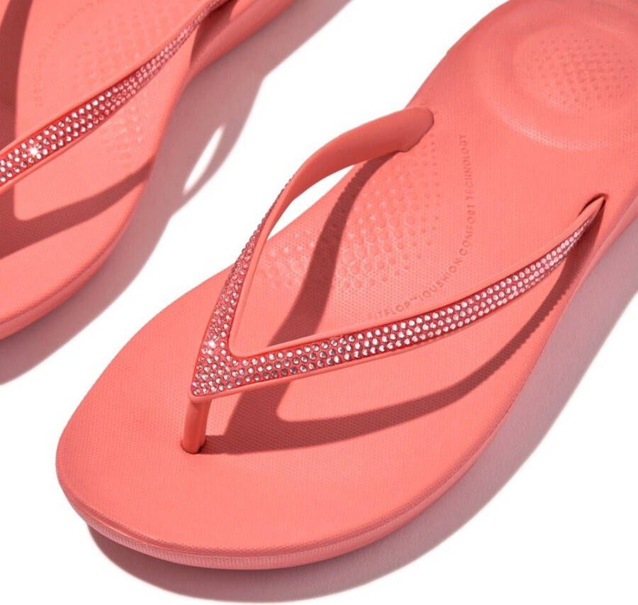 Fitflop Teenslippers IQUSHION SPARKLE CLASSIC sleehak zomerschoen slippers met fonkelende glitterafwerking
