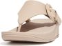FitFlop Lulu Covered-buckle Raw-edge Leather Toe-thongs Slides Beige Vrouw - Thumbnail 5
