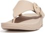 FitFlop Lulu Covered-Buckle Raw-Edge Leather Toe-Thongs BEIGE - Thumbnail 5