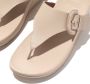 FitFlop Lulu Covered-buckle Raw-edge Leather Toe-thongs Slides Beige Vrouw - Thumbnail 6