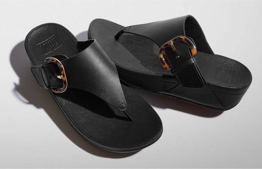 Fitflop Teenslippers LULU RESIN-BUCKLE LEATHER TOE-POST SANDALS
