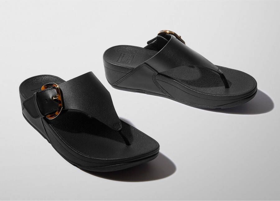 Fitflop Teenslippers LULU RESIN-BUCKLE LEATHER TOE-POST SANDALS