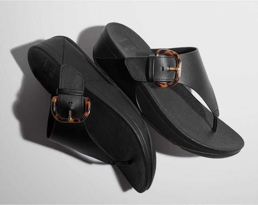 Fitflop Teenslippers LULU RESIN-BUCKLE LEATHER TOE-POST SANDALS