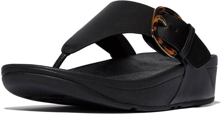 Fitflop Teenslippers LULU RESIN-BUCKLE LEATHER TOE-POST SANDALS